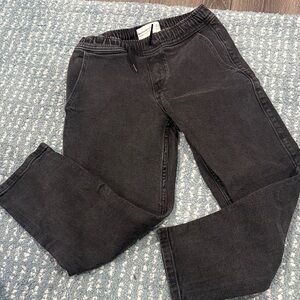 abercrombie kids black washed elastic waist jeans